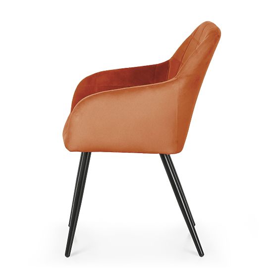 6x Tapicerowane krzesło z kwadratowym przeszyciem Miedziane LUXANO Czarne nogi