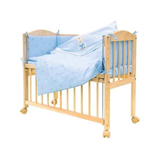 7-częściowy komplet pościeli do łóżeczka - Scarlett Baby - Miś - niebieski
