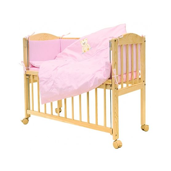 7-częściowy komplet pościeli do łóżeczka - Scarlett Baby - Miś - różowy