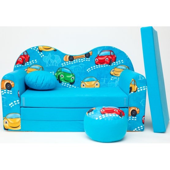 Sofa dla dzieci Auta - Niebieska