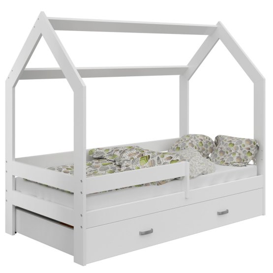 Łóżko domek Paula z barierką 160 x 80 cm - białe