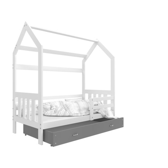 Dziecięca łóżko dom Filip - biało-szare