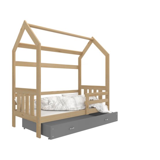 Dziecięca łóżko dom Filip - naturalnie szary