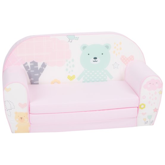 Sofa dla dzieci Mint Bear - różowo-biała