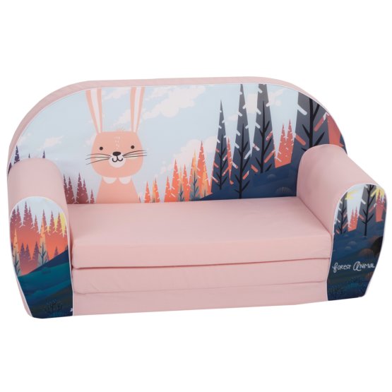 Dziecięca sofa Zając w las - różowa