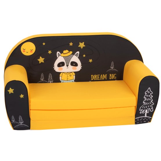 Sofa dziecięca Raccoon - czarno-żółta