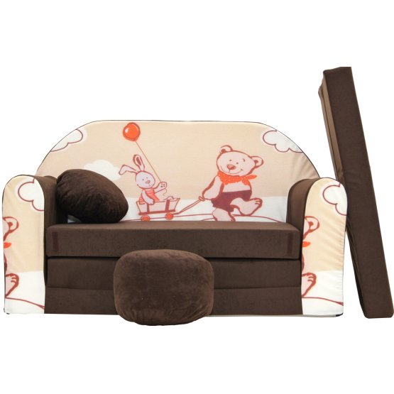 Sofa dla dzieci Miś brązowo-beżowa