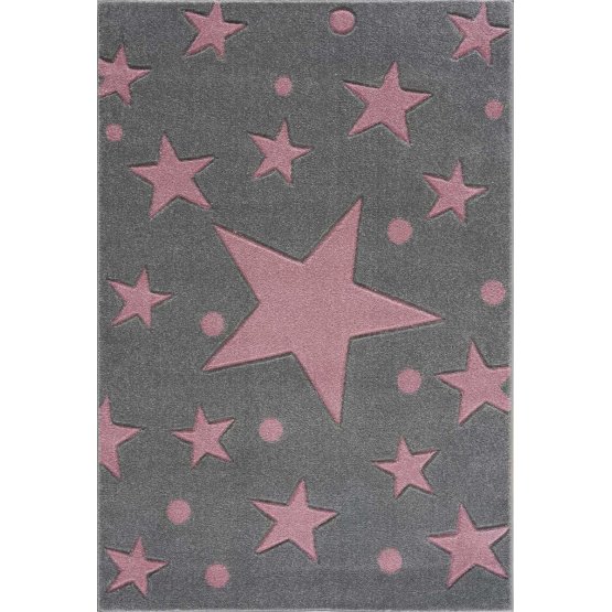 Dziecięcy dywan Gwiazdy - szaro-różowy