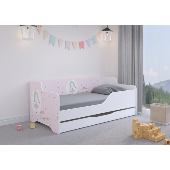 Łóżko dziecięce z oparciem LILU 160 x 80 cm - Księżniczka