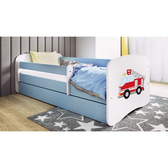 Łóżeczko dziecięce z barierką Ourbaby - Wóz strażacki - niebieski