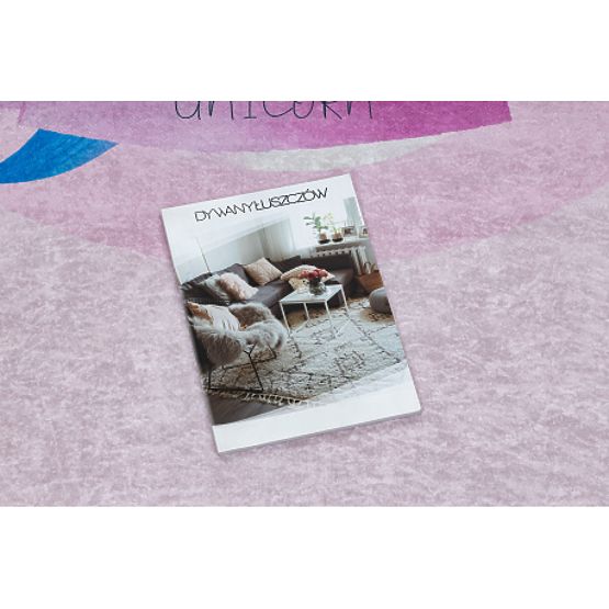 BAMBINO 2533 myjący dywanik Jednorożec, tęcza dla dzieci antypoślizgowy - różowy