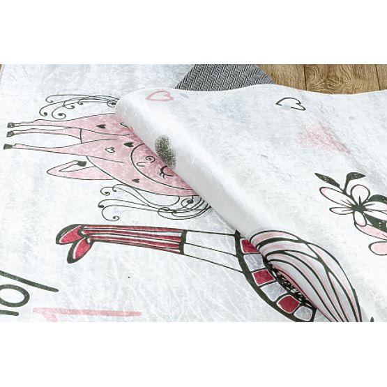 BAMBINO 2644 dywanik myjący Dziewczynka, jednorożec dla dzieci antypoślizgowy - biały / różowy