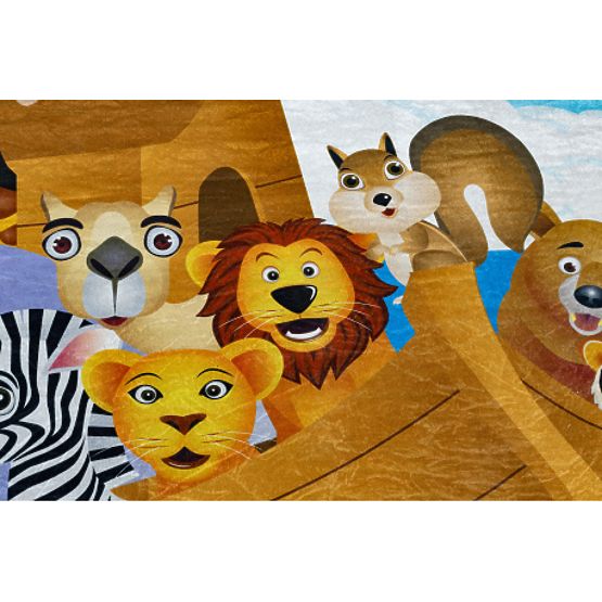 BAMBINO 2685 dywanik do mycia Zwierzęta, Statek dla dzieci antypoślizgowy - niebieski / brązowy