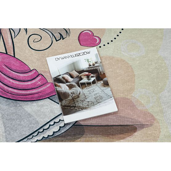 BAMBINO 43020 dywanik kąpielowy Księżniczka, gwiazdy dla dzieci antypoślizgowy - kremowy/różowy