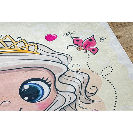 BAMBINO 43020 dywanik kąpielowy Księżniczka, gwiazdy dla dzieci antypoślizgowy - kremowy/różowy