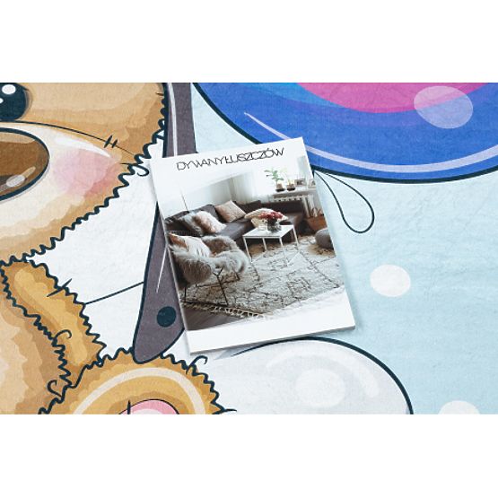 BAMBINO 43030 dywanik do mycia Miś, pilot dla dzieci antypoślizgowy - niebieski / brązowy