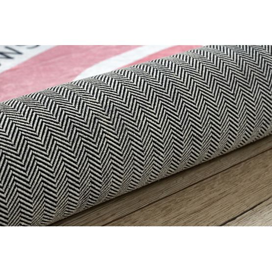 BAMBINO 47810 okrągły dywanik myjący Tęcza, kropki dla dzieci antypoślizgowy - biały / różowy