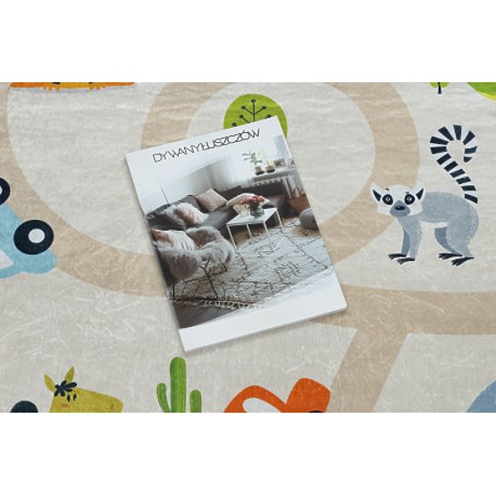 BAMBINO 50230 dywanik myjący Zoo, ulica dla dzieci antypoślizgowy - beżowy / zielony