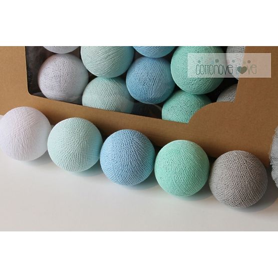 Bawełna świecący LED piłki Cotton Balls - mint pastel