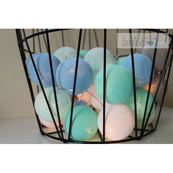 Bawełna świecący LED piłki Cotton Balls - mint pastel