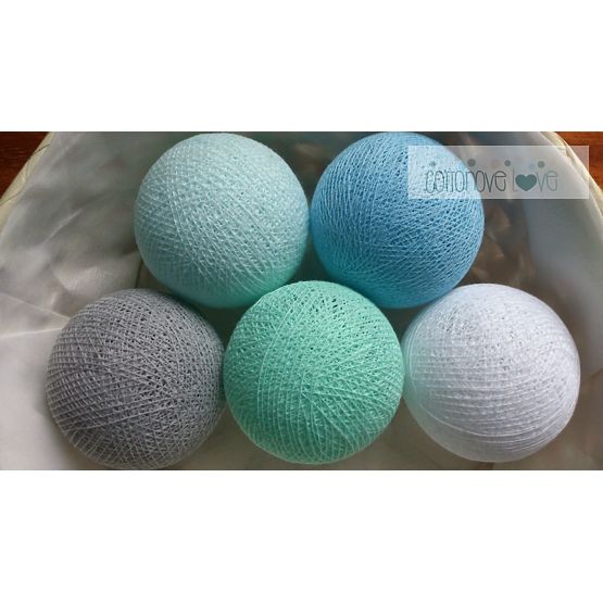 Bawełna świecący LED piłki Cotton Balls - mint pastel