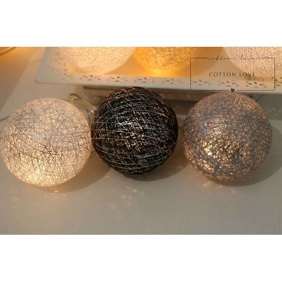 Bawełna świecący LED piłki Cotton Balls - srebrne