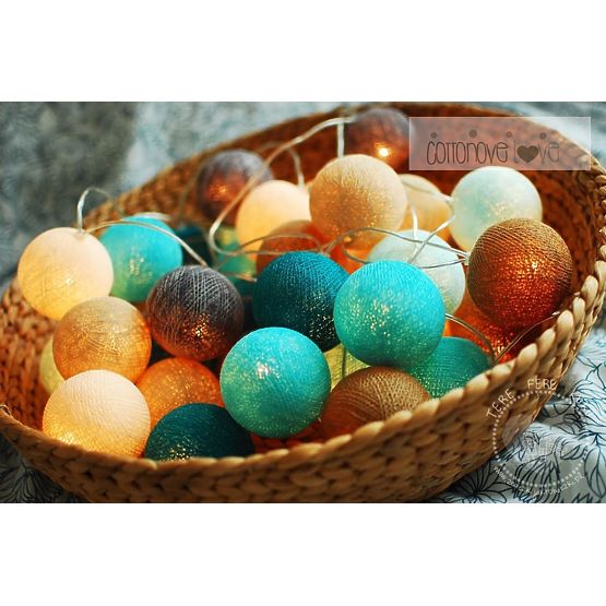 Bawełna świecący LED piłki Cotton Balls - turkusowe