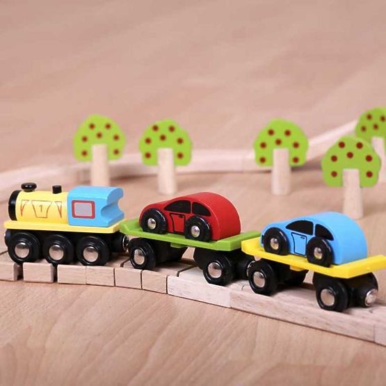 Pociąg towarowy Bigjigs Rail z wagonami i torami