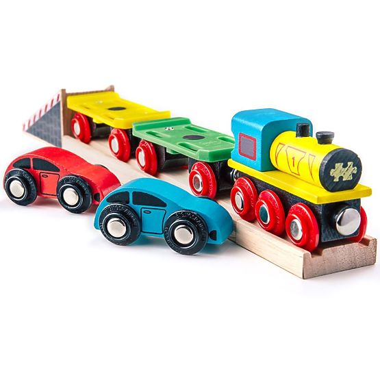 Pociąg towarowy Bigjigs Rail z wagonami i torami