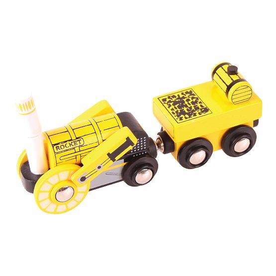 Bigjigs Rail Replika historycznej lokomotywy Rocket + 2 tory