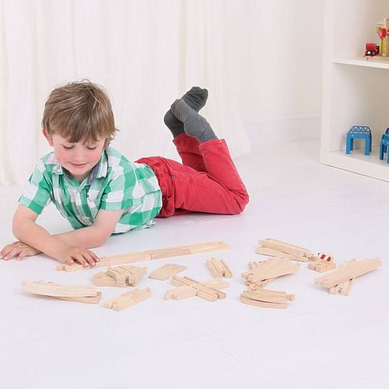 Bigjigs Rail Drewniane Tory zestaw 25 części