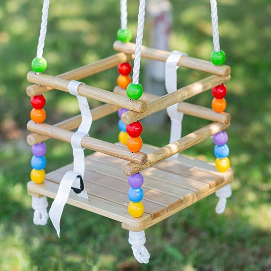 Bigjigs Toys Drewniana huśtawka z koralikami