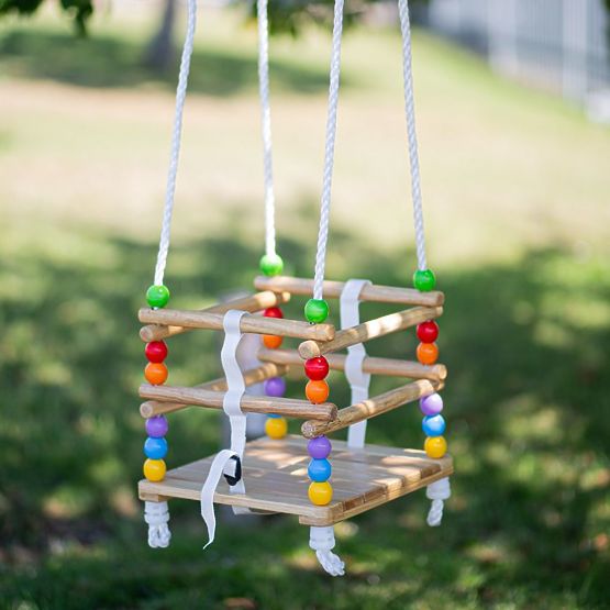 Bigjigs Toys Drewniana huśtawka z koralikami