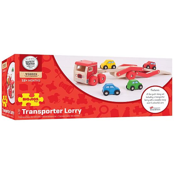 Bigjigs Toys Drewniana ciężarówka z samochodami