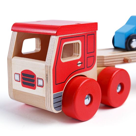 Bigjigs Toys Drewniana ciężarówka z samochodami