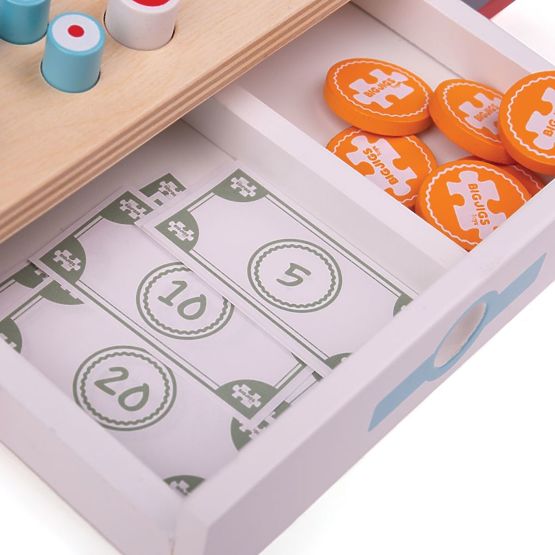 Bigjigs Toys Drewniana kasa fiskalna czerwona