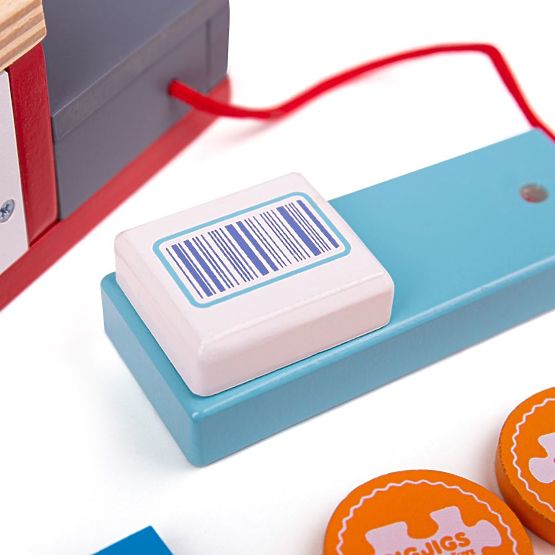 Bigjigs Toys Drewniana kasa fiskalna czerwona