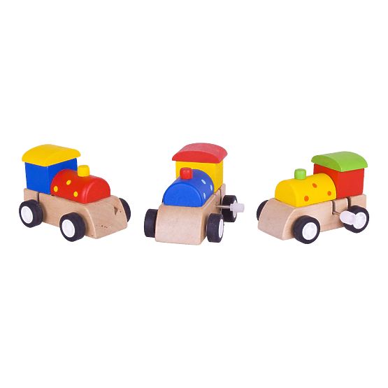 Bigjigs Toys Drewniana kolorowa lokomotywa na naciąg 1 szt.