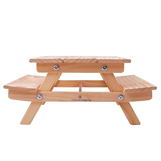 Bigjigs Toys Drewniana ławka piknikowa dla lalek