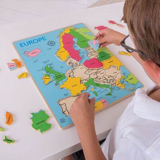 Bigjigs Toys Drewniana mapa-puzzle Europy 25 sztuk