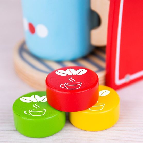 Bigjigs Toys Drewniany ekspres do kawy czerwony