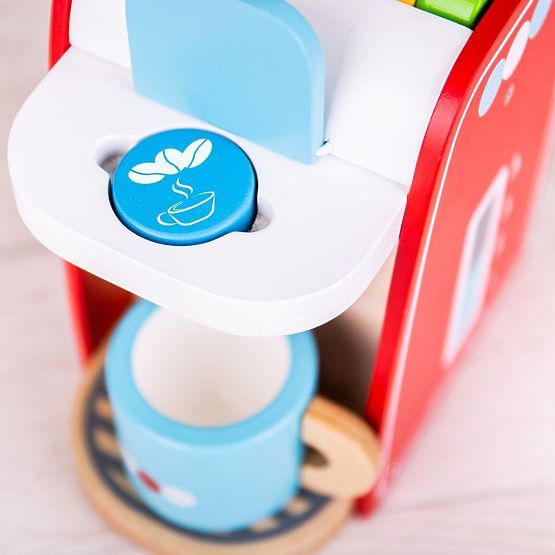Bigjigs Toys Drewniany ekspres do kawy czerwony
