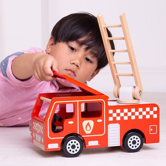 Bigjigs Toys Drewniany wóz strażacki