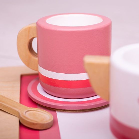 Bigjigs Toys Drewniany zestaw do herbaty różowy