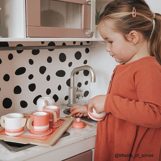 Bigjigs Toys Drewniany zestaw do herbaty różowy