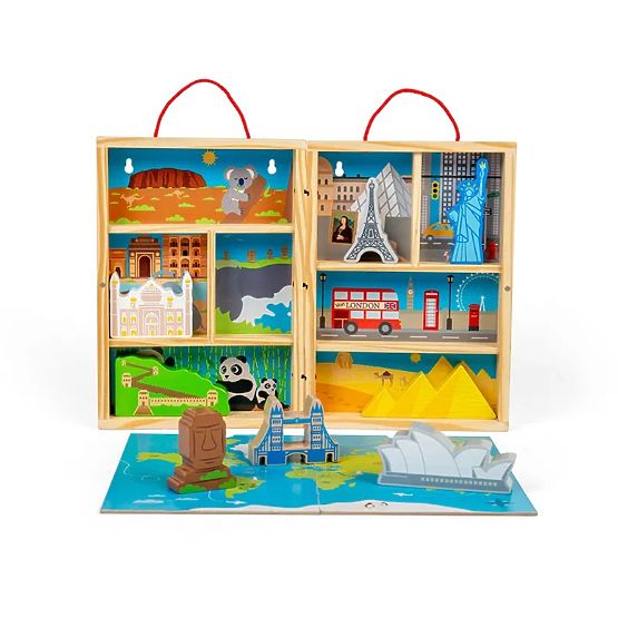 Bigjigs Toys Drewniany zestaw do zabawy dla podróżników