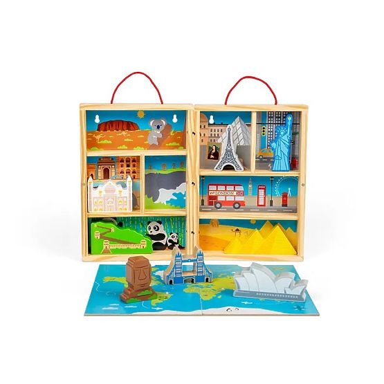 Bigjigs Toys Drewniany zestaw do zabawy dla podróżników