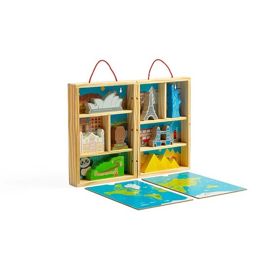 Bigjigs Toys Drewniany zestaw do zabawy dla podróżników