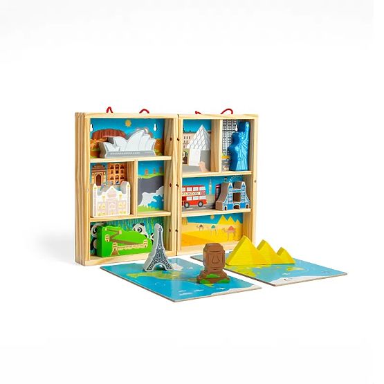 Bigjigs Toys Drewniany zestaw do zabawy dla podróżników