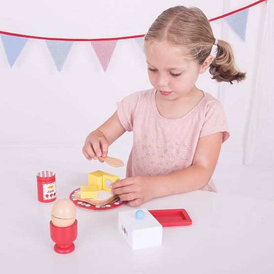 Bigjigs Toys Drewniany zestaw śniadaniowy